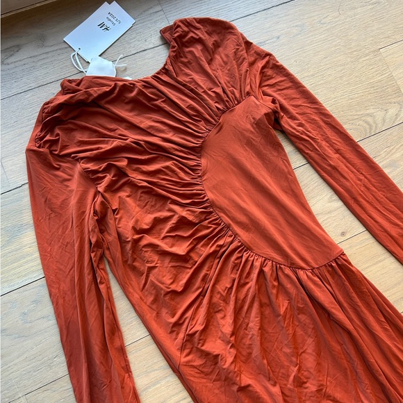 H&M Studio Collection Gathered Bodycon Dress (Burnt orange) - Picture 7 of 15
